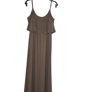 Show Me Your MuMu Caitlin Ruffle Maxi Dune Chiffon Dress Sz M SNAGS